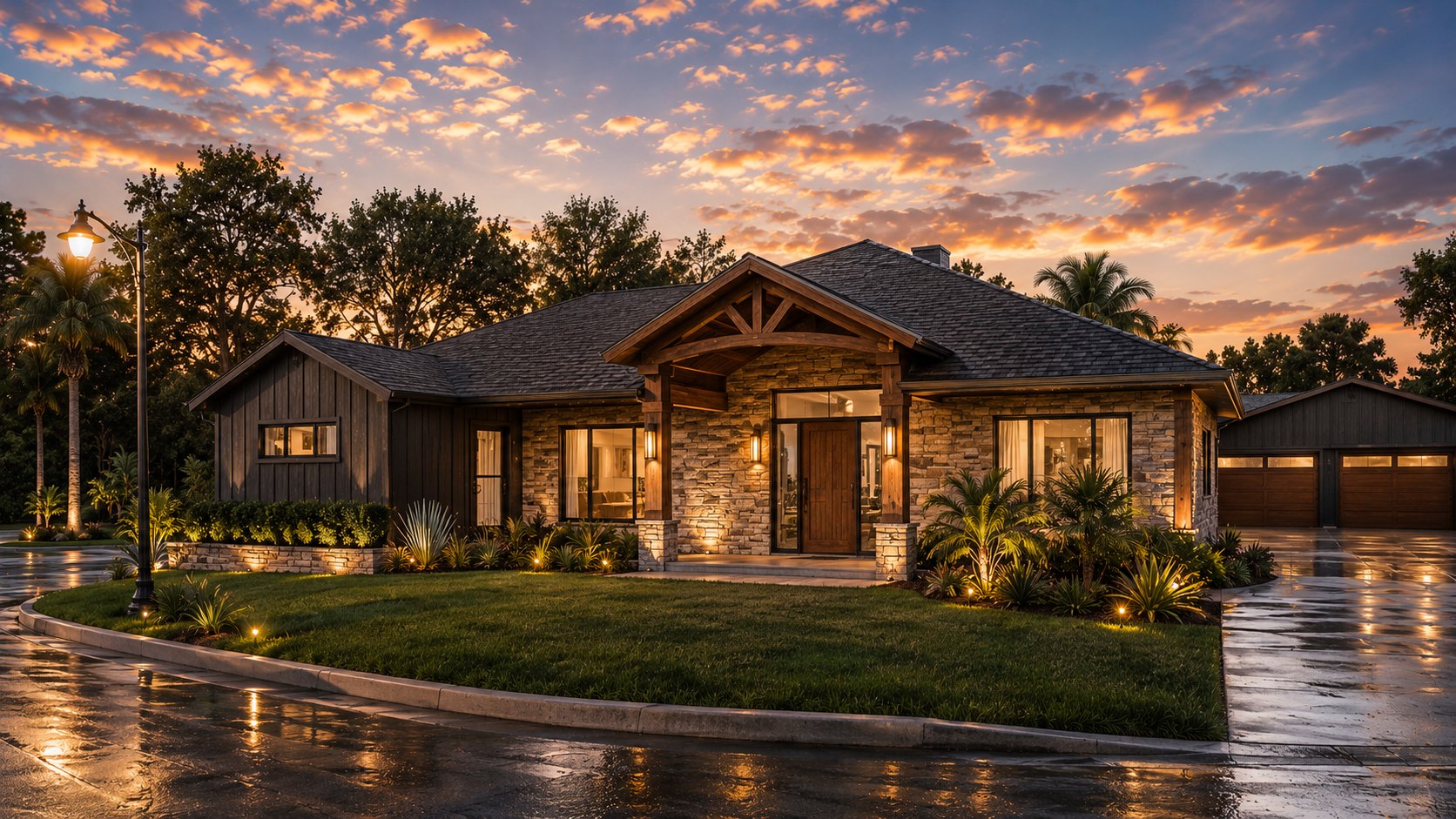 GDC custom Florida residence at dusk