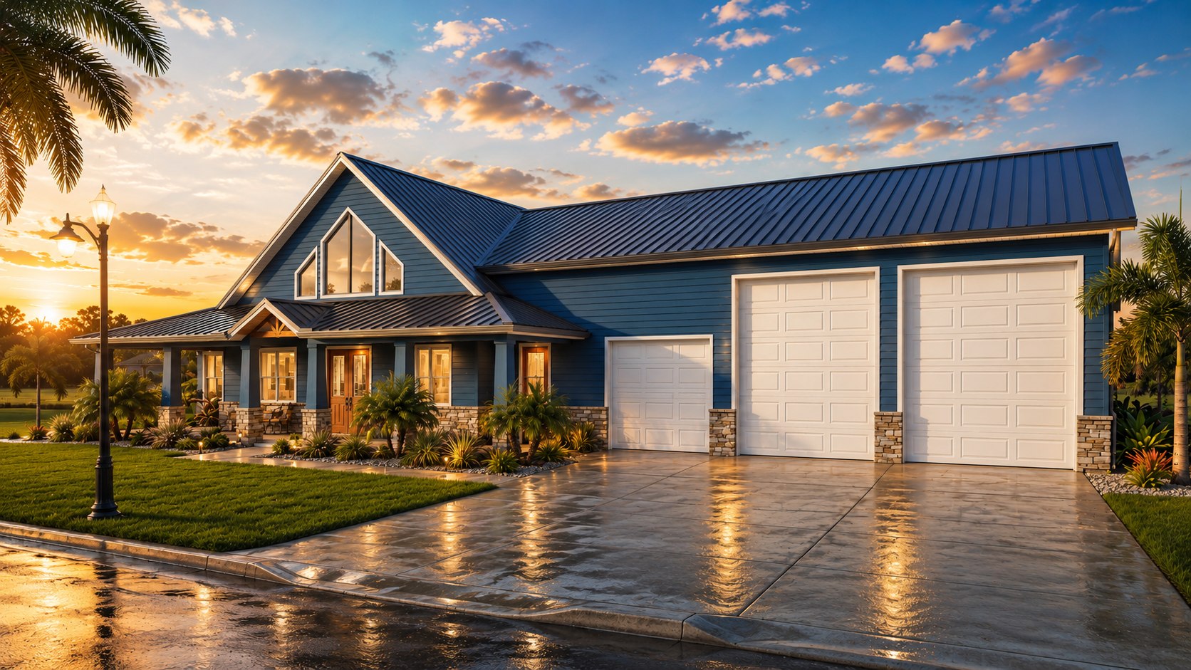GDC custom Florida residence at dusk