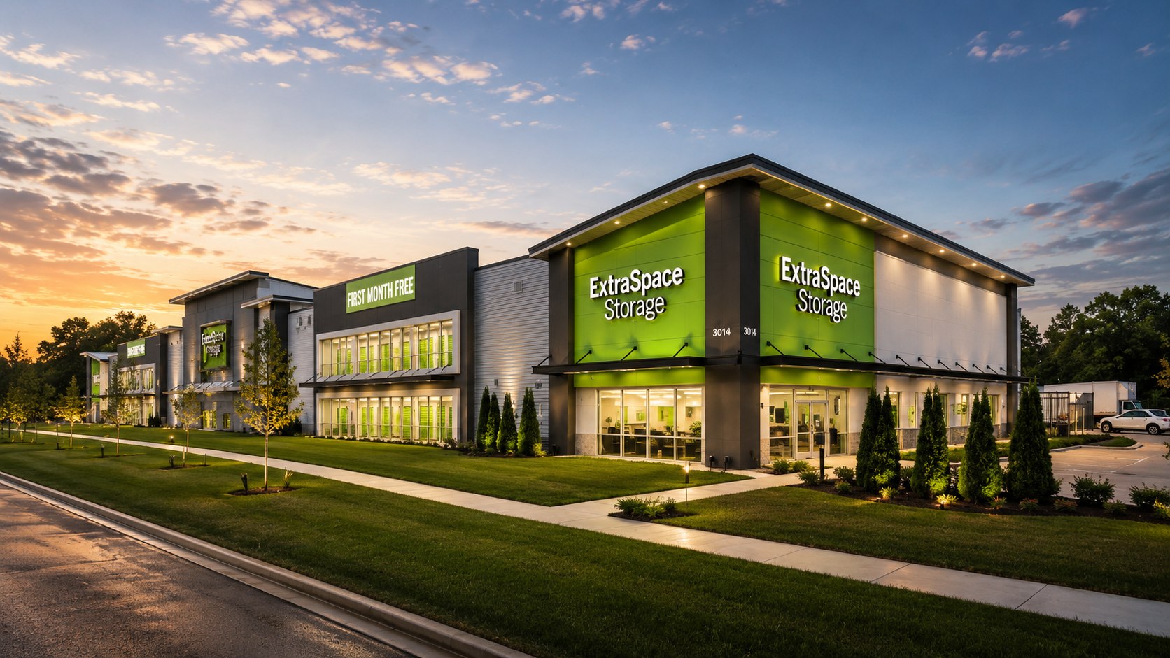 GDC self-storage facility at sunset